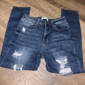 Wax Jean Men's Ripped Indigo Skinny Jeans